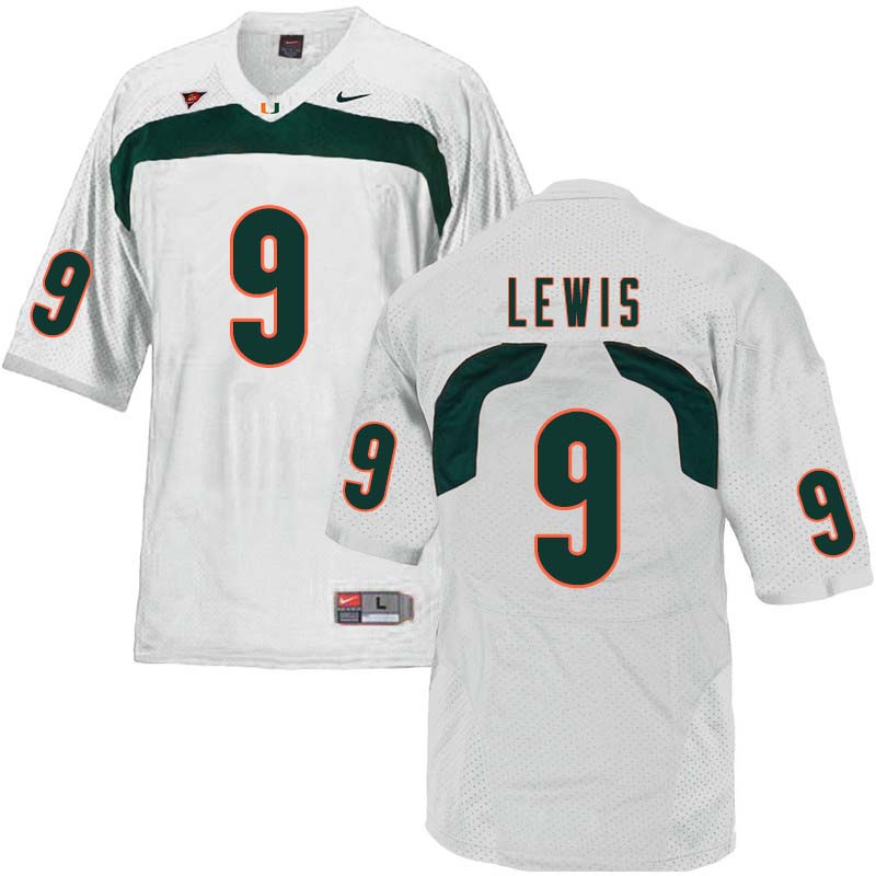 Nike Miami Hurricanes #9 Malcolm Lewis College Football Jerseys Sale-White